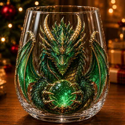 🐉✨ 3D Mythic Dragon Glass Art Cup | Luxury Raised Fantasy Glassware for Whiskey, Home Bar Décor & Legendary Gifts 🎁